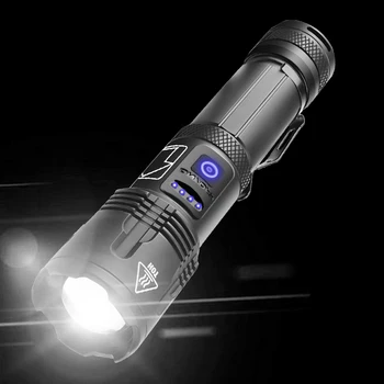 Super jasné baterka XHP50 taktická baterka USB nabíjateľné Lintner vodotesné svietidlo super svetlé svietidla camping nástroj