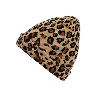 Unisex Čiapočku Jeseň Zima Vlna Zmesi Leopard Tlač Teplé Pletené Čiapky Muži Ženy Lebka Spp Klobúky Gorro Lyžiarske Čiapky 4 Farby Čiapky