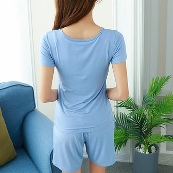 Ženy Pyžamá Sady Elastická Modálne Pyžamo Sleepwear Odev Krátky Rukáv Sexy Bežné kórejský SA0214