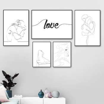 Steny Umenie Abstraktné Línie Kresby Láska Dievča Obrázok Nordic Plagáty A Potlačou Obrazov Na Stenu Pre Obývacia Izba Plátno Na Maľovanie Interiéru