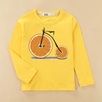 Deti zábavné ovocie bike 3D t shirt dieťa dievča, dlhý rukáv tlač bavlna top tees deti citrón vzor oblečenie na jeseň štýlové tričko