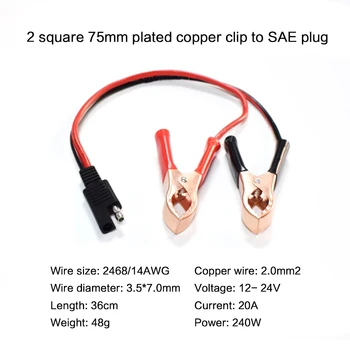 14AWG 36 CM 2-Pin SAE PVC Rýchle Odpojte Konektor na Batérie krokosvorkami Káblové Vedenia