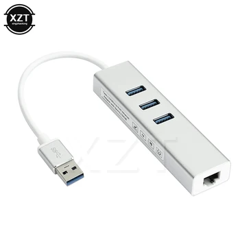 1pcs Sieťová Karta Gigabit Ethernet RJ45 Lan S 3 Porty USB 3.0 HUB USB Rozbočovač USB Ethernet Adaptér pre Macbook Notebook