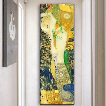 Klasické Umelec Gustav Klimt Vody Hadmi Cuadros olejomaľba na Plátne Plagáty a Vytlačí Umeleckých obrazov na Stenu pre Home Decor