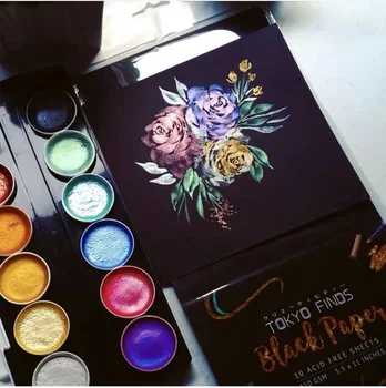 12Color Umelec Kovové Akvarelové Farby Nastavené Pomocou Vody, Štetec, Pero pre Maľovanie Lesk Vody, Farby, potreby pre maliarov