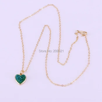 10Pcs Mix farieb Drusy Titánu, Quartz Stone Srdce tvar prívesok náhrdelník kvalitné módne šperky Darček
