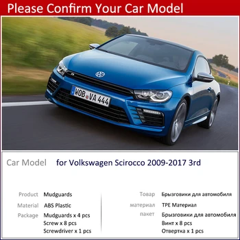 Pre Volkswagen VW Scirocco 2009~2017 3. Auta Blato Klapky Predné Zadný Blatník Splash Stráže Blatník Mudflaps 2013 2016