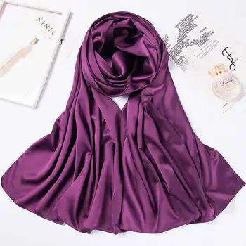 2019 Nové Satin Hidžáb Šatka pre ženy, Malajzia, hodvábne šatky moslimských islamské oblečenie hijabs femme šály a zábaly hoofddoek