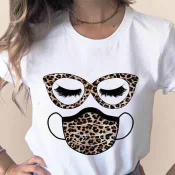 Leopard Masku na Tvár Rias Tlačiť Nové Módne Ženy Tričko Žena Krátky Rukáv Topy Tee Dievča Harajuku T-shirts 90. rokov Oblečenie
