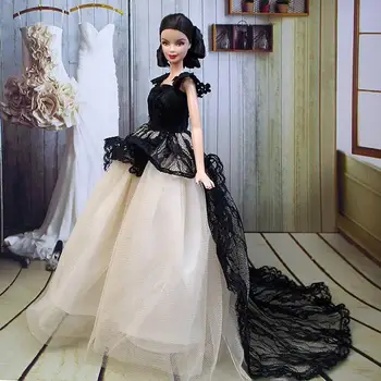 Ručné Milosť Lady Doll Dress Dlhý Chvost Večerné Šaty Šaty Čipky Svadobné Šaty pre Bábiky Barbie Šaty Pre 1/6 BJD Bábiky Hračky