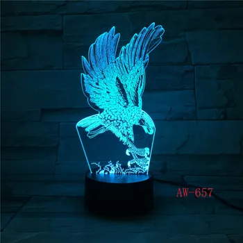 Eagle Lampe 3D Ilúziu Nočného Farebné Hawk Dotykový Stôl Svetlo Nočné Lampy, Akryl Diaľkové Svetlo pre Office Spálňa AW-657