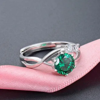 Nové 925 Sterling Silver Nastaviteľné Krúžky Prírodné Emerald Drahokam Svadobné Zásnubný Prsteň Jemné Šperky
