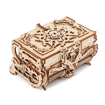 3D Zmontované Kreatívne HOBBY Puzzle Drevené Mechanický Prenos Starožitné Šperky Box Model Hračky pre Dospelých Detí, Darček
