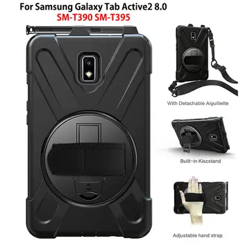 Puzdro Pre Samsung Galaxy Tab Active2 SM-T395 SM-T390 Kryt Funda S Ceruzkou Držiteľ Ramenný náramku Shockproof Shell Coque