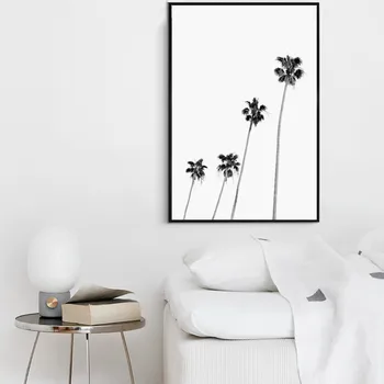 Krásny Domov Biela Čierna Kokosové Palmy Vytlačené Plátno, Maľovanie Na Steny V Obývacej Izbe Umenie Obrázky Č Rámy