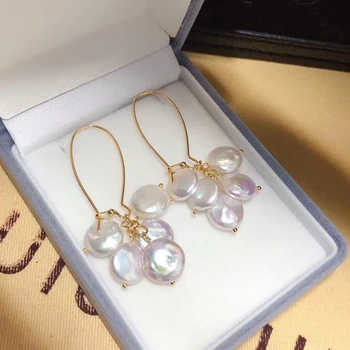 Ručné Hoop Módne Šperky Ručne Vyrábané Náušnice Sladkovodných Kultivovaných Pearl Náušnice Najlepší Darček Pre Ženy
