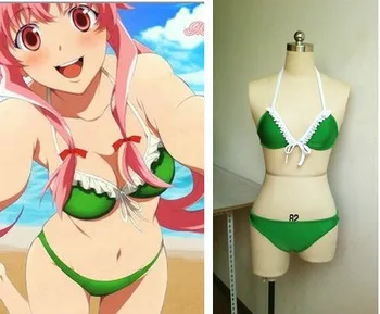 Budúcnosť Denník Mirai Nikki Hrdinka Gasai Yuno Anime Cosplay Bikini Zelená Zákazku Plavky