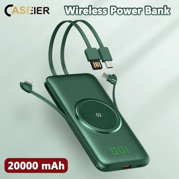 CASEIER 20000mAh Wireless Power Bank S Káblom Pre Telefón Neviditeľné Energie Displej Powerbank 10000mAh Prenosné Externé Batérie