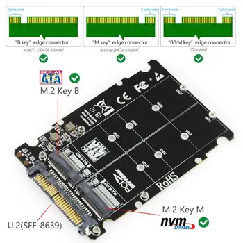 M. 2 SSD na U. 2 Adaptér 2v1 M. 2 NVMe a SATA-Bus NGFF SSD PCI-e U. 2 SFF-8639