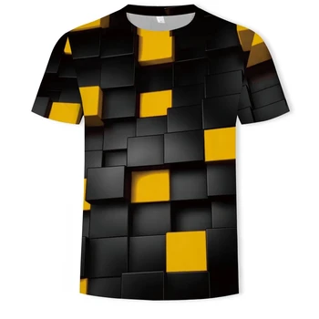 3D Módne Letné pánske T-shirt Farebné Kockovaná Tlačiť Bežné Krátke Sleeve T-shirt pánske Mäkký Materiál, ktorý je Vyrobený v Číne XXS-6XL