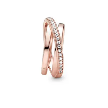 Vopred jeseň 2020 Nové 925 Sterling Silver Ring Podpis Crossover Nad Triple Kapela Ženy Zapojenie Snubné Prstene, Šperky Robiť
