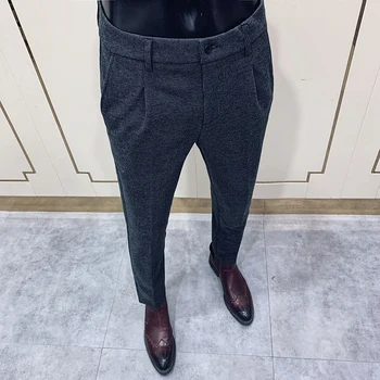 Kórejský Vlnené Slim Mužov Oblek Nohavice Klasické Business Šaty, Nohavice Módne Bežné Streetwear Sociálne Nohavice Pantalon Homme 2020