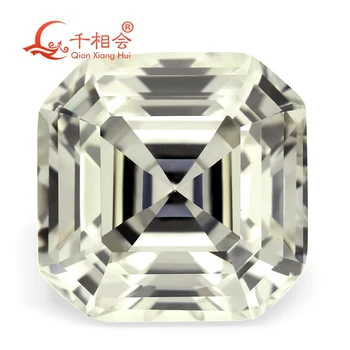 IJ žlto bielej farby, tvaru asscher princess-cut pre cubic zirconia voľné CZ kameň vyrobený Qianxiang Hui 10pcs za taška