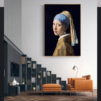 Dievča S Pearl Náušnice Slávny Nástenné Maľby Reprodukcie Tým, Jan Klasický Portrét Umelecké Plátno, Vytlačí Domova