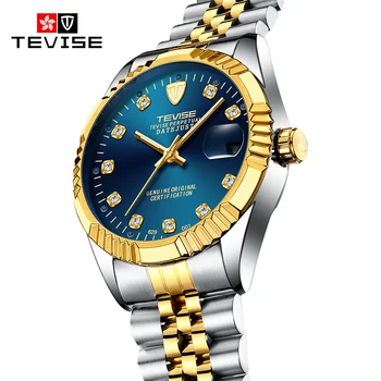2020 TEVISE Samostatne Vinutia Pánske Hodinky Top Značky Luxusné Zlaté Pásmo Automatické Mechanické Muž Hodiny Auto Dátum Business Náramkové hodinky