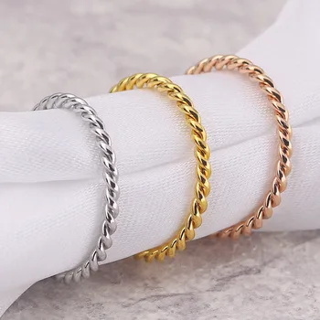 ženské krúžok svadobné doplnky z nerezovej ocele zlatý prsteň ženy kórejský módne malé twist reťazca krúžok osobnosti chvost šperky