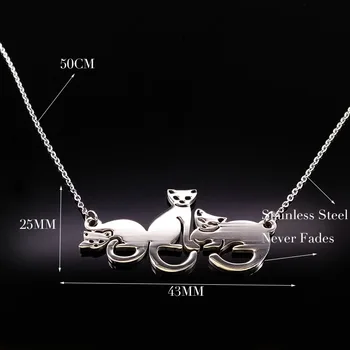 2021 Módne BFF 3 Mačka Nehrdzavejúcej Ocele Vyhlásenie Náhrdelník pre Ženy, Strieborná Farba Náhrdelníky, Prívesky, Šperky golier gato N918S02