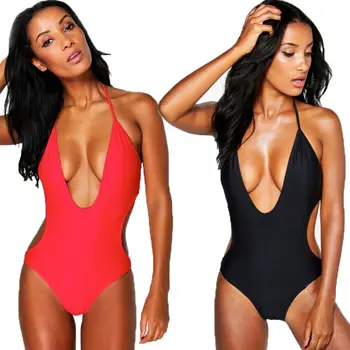 Letné nové sexy Ženy Sexy jednodielne Plavky High Cut Monokiny Backless Plavky, Bikiny, Čierna/červená ženských plaviek swimwears