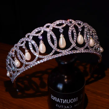 HIMSTORY Luxusné Retro Princezná Tiaras Koruny Sladkovodné Perly hlavový most Svadobné Doplnky do Vlasov Večerné Šaty Vlasy Jewellries
