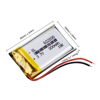 3,7 V 300mAh Nabíjateľná li-Polymer Li-ion Batéria Pre bluetooth headset myši Náramok Náramkové Hodinky reproduktor GPS 602030 062030