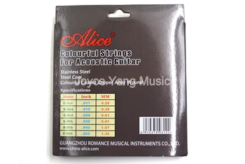 10 Sady Alice A407C Farebné Potiahnuté Zliatin Medi Rany Akustické Gitarové Struny 1.-6. Reťazce Wholesales