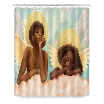 Anjel Kúpeľňa Záclony Čierna Mágia Afro Čierny Dievča Afrických Amerických Žien Sprchový Záves Nepremokavé Polyesterové Tkaniny Domova