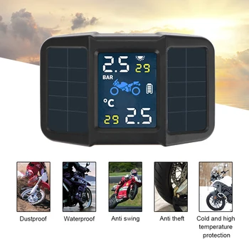 Motocykel Snímačov TPMS Pneumatiky, Systém Monitorovania Tlaku v Pneumatikách Alarm Kit Diagnostické Nástroje, Solárne USB Nabíjanie Motocyklové Príslušenstvo