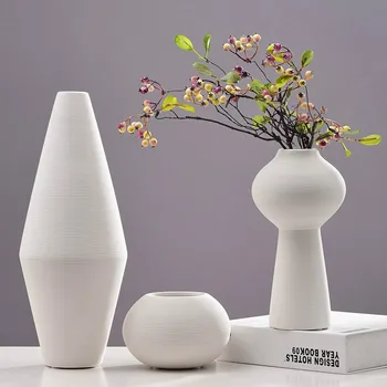 Nordic Klasické Biele Art Keramické Kvetinové Vázy Jedáleň Creative Decoration Porcelánové Vázy