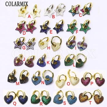 4 Páry Farebné náušnice Zirkón mix farieb Star &srdca náušnice Elegantné Šperky, náušnice, módne šperky pre ženy 51057