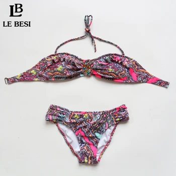 2017 Nový Príchod Crystal Bikini Set Pre Ženy, Obväz Push-up Polstrovaná Plavky Plážové Žien Swimwears Biquni Kúpanie Stu