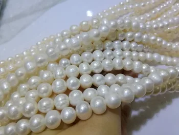 Sladkovodné perly biele blízkosti kolo 8-9mm kameň voľnej prírody korálky na výrobu šperkov náhrdelník 14inch FPPJ veľkoobchod