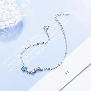 2020 Nové Opal Blue Crystal Star Kúzlo Náramok Pre Ženy, Deti 925 Silver Nastaviteľné Náramok DIY Ručne vyrábané Šperky Darček