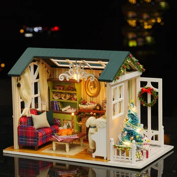 Ručne vyrobeného Nábytku Doll House Diy Miniatúrne Doll House 3d Drevené Miniatúry domček pre bábiky Hračky Na Vianoce A Narodeniny Deti Darčeky