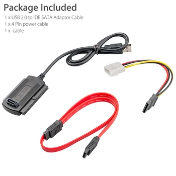 SATA/PATA/IDE Disk USB 2.0 Adaptér Converter Kábel Pre 2.5 / 3.5 Palcový Pevný Disk s 4 Pin Napájací Kábel