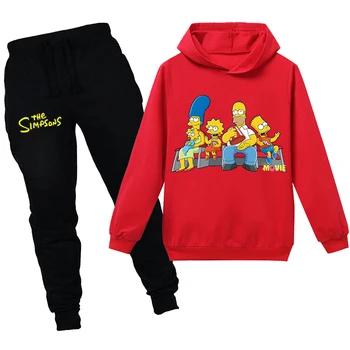 Simpsonovci Deti Hoodies 2 ks Súpravy Chlapčenské Odevy Móda Bežné Deti, Mikiny Vtipné Deti Topy Oblečenie Dievčatá Dlhý Rukáv