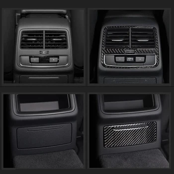 Auto Styling Uhlíkových Vlákien Konzoly Opierkou Vzadu Odvzdušňovací Rám Orezania Pre Audi A4 B9 2016-21 Popolník Panel Interiérové Doplnky