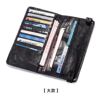 Retro Mobile Phone Bag pánske Peňaženky Dokument Pas Taška na Cestovanie Multi-card Ovčej listových kabeliek, Peňaženiek Dlho pravej Kože