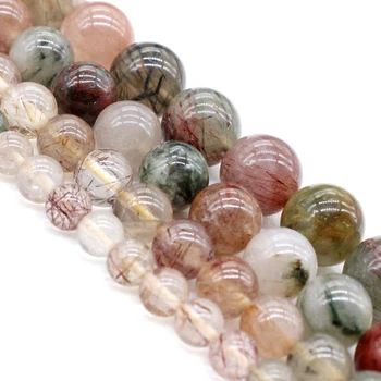 Kvalitné Prírodné Rutilated Quartz vlasy crystal kameň korálky DIY Voľné Korálky pre šperky, takže Náramok Príslušenstvo
