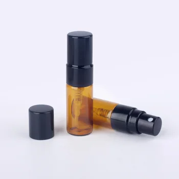 100 Ks/Veľa Trial Pack 3ML Amber Esenciálny olej Fľaše Naplniteľné Parfum Fľašu BLACK Spreji Rozprašovač Kozmetické Kontajner