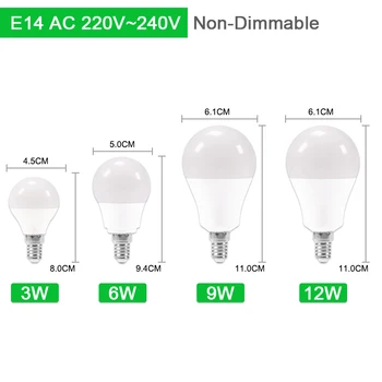 10pcs LED E27 Svetlo, Žiarovka E14 3W 6W 9W 12W 15W 20W Kompozitné Hliníkové LED Žiarovka E14 AC 220V 240V Lampada Ampoule Pozornosti